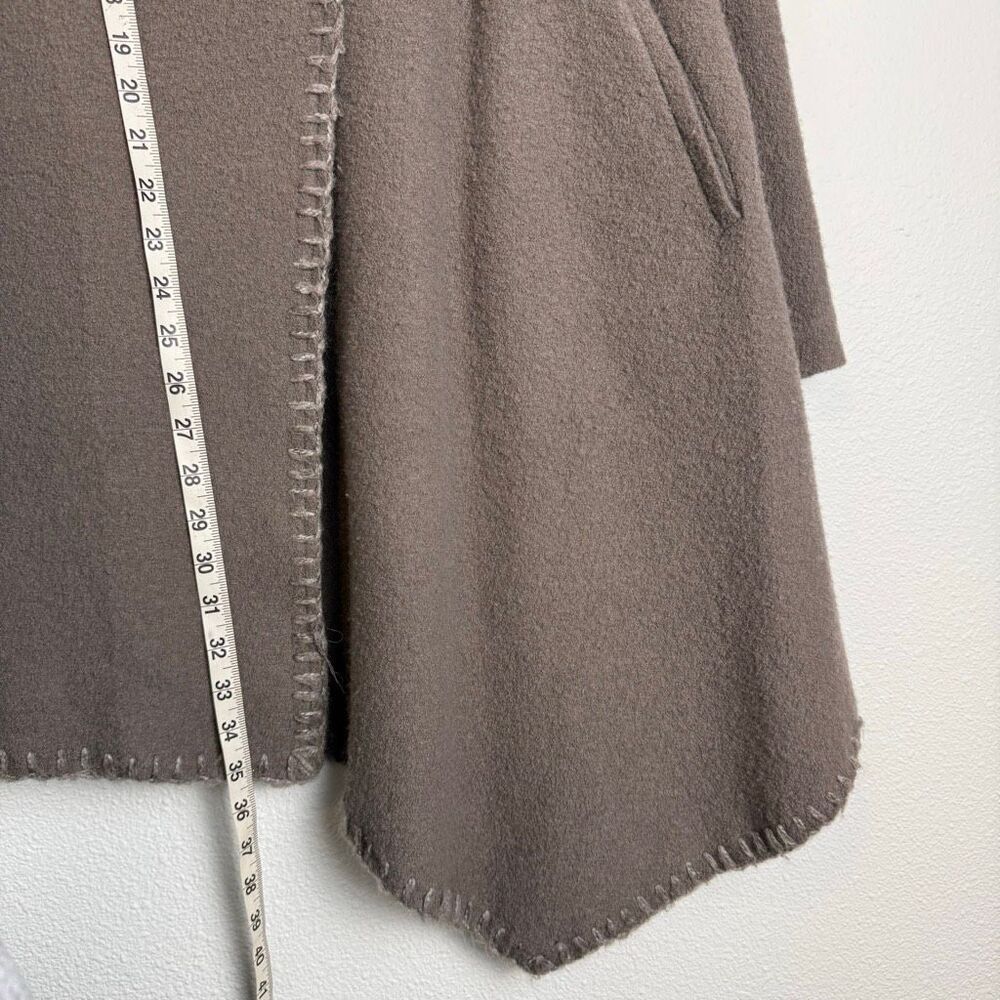 Garnet Hill Asymmetrical Taupe Boiled Wool Wrap Coat Size 4 - Picture 10 of 12